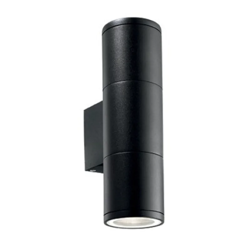 Gun AP2 Small Black 100395 – Ideal Lux facade wall light in black, 2x35W, IP 44