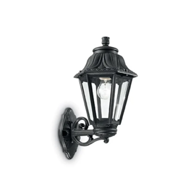 Външно стенно осветление Dafne AP1 BIG 101491 – Ideal Lux фасаден аплик в черен, 1x23W, IP44