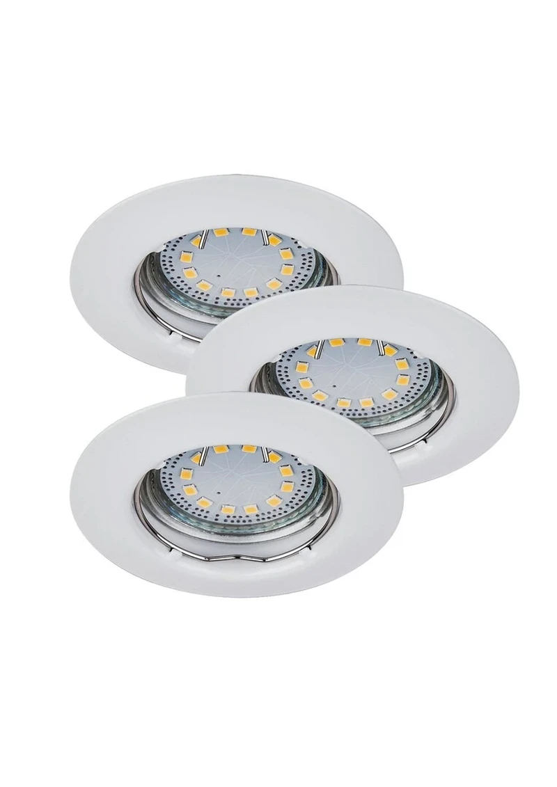 Луни за вграждане Lite – LED спотове за вграждане в бяло, комплект 3бр., Ø82мм, 3×3W, 3000K