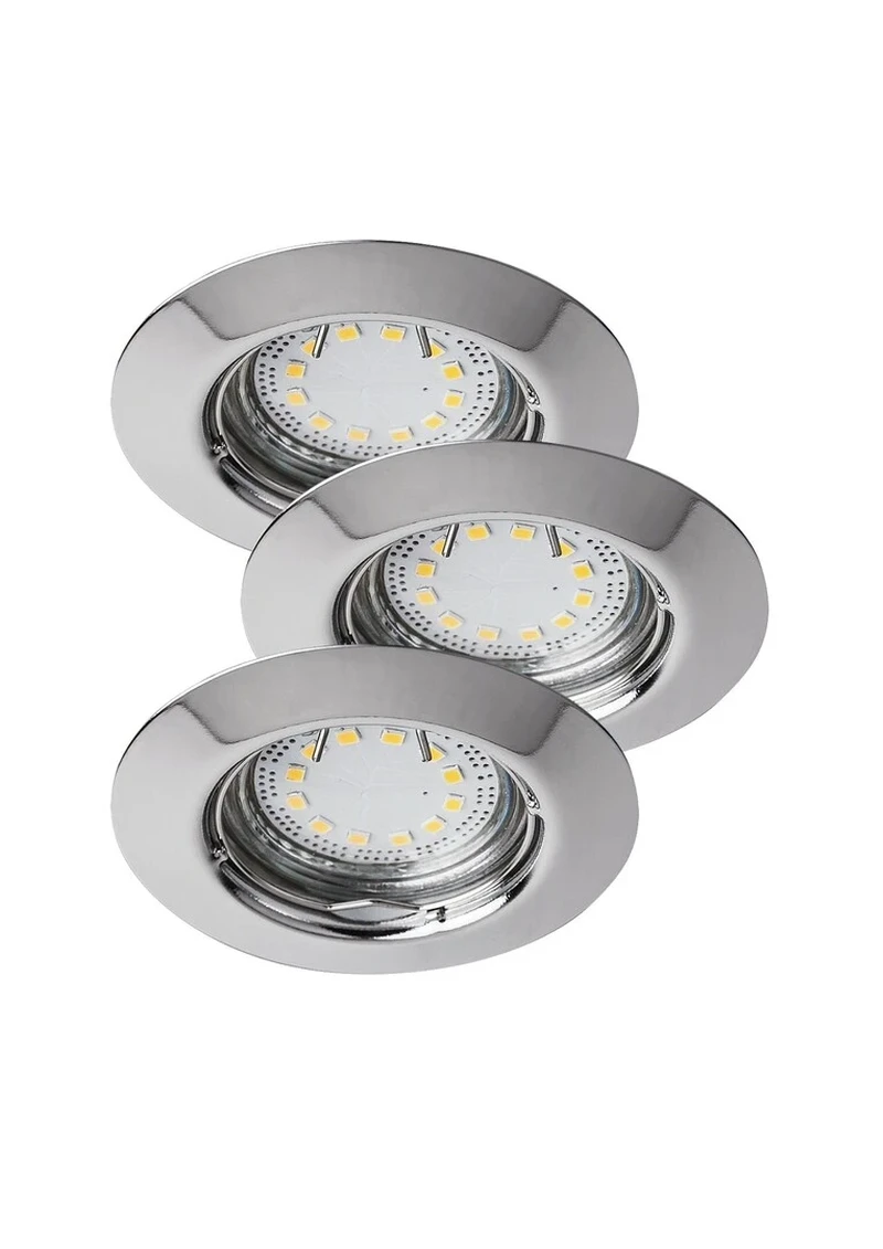 Луни за вграждане Lite – LED спотове за вграждане в хром, комплект 3 бр., Ø82мм, 3×3W, 3000K