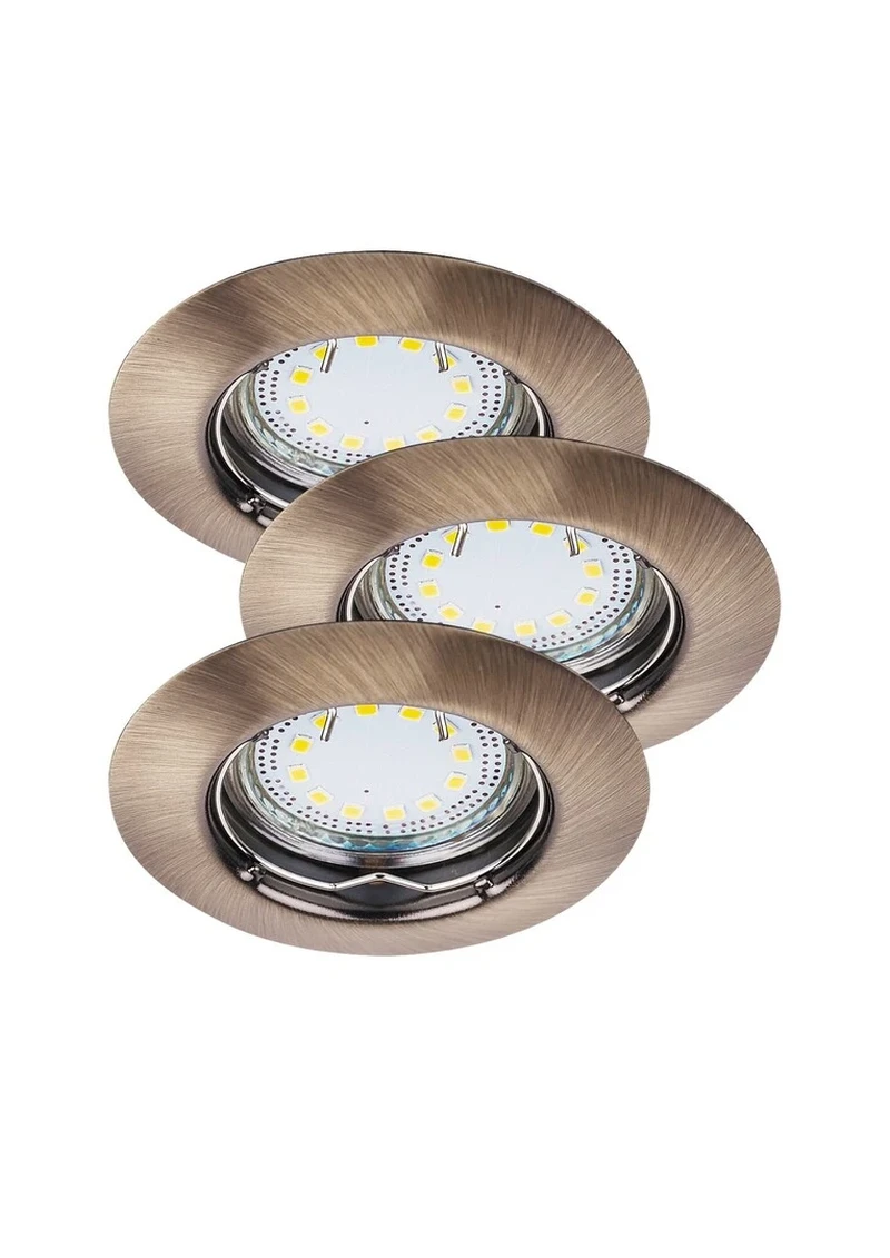 Спотове Lite – вградени LED спотове в бронз, комплект 3бр., Ø82мм, 3×3W, 3000K