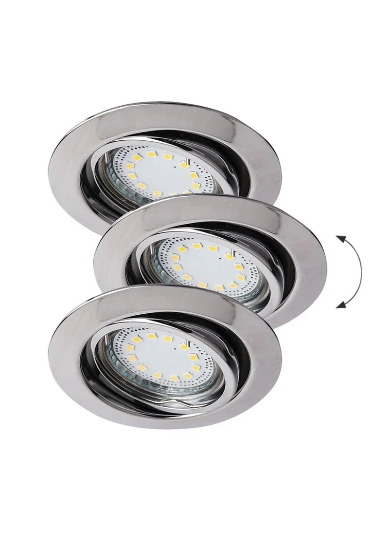Луни за вграждане Lite – LED вградени спотове хром, комплект 3бр., Ø86мм, 3×3W, 3000K