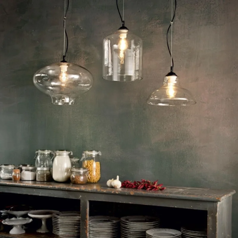 Bistro SP1 PLATE TRANSPARENT 112336 – Ideal Lux пендел в черен, 1X60W, IP20