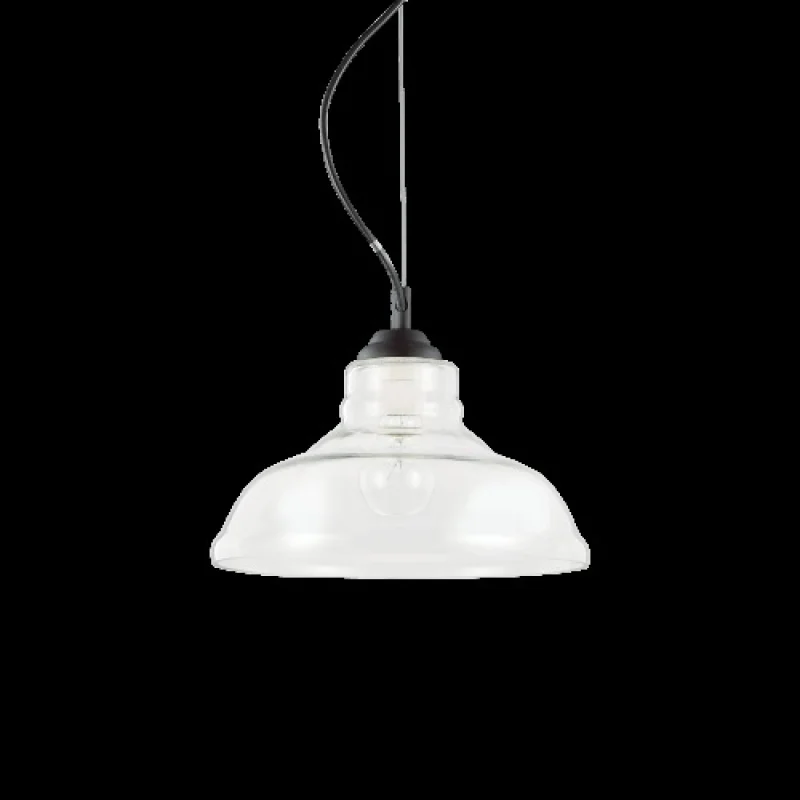 Пендели Bistro SP1 PLATE TRANSPARENT 112336 – Ideal Lux пендел в черен, 1X60W, IP20