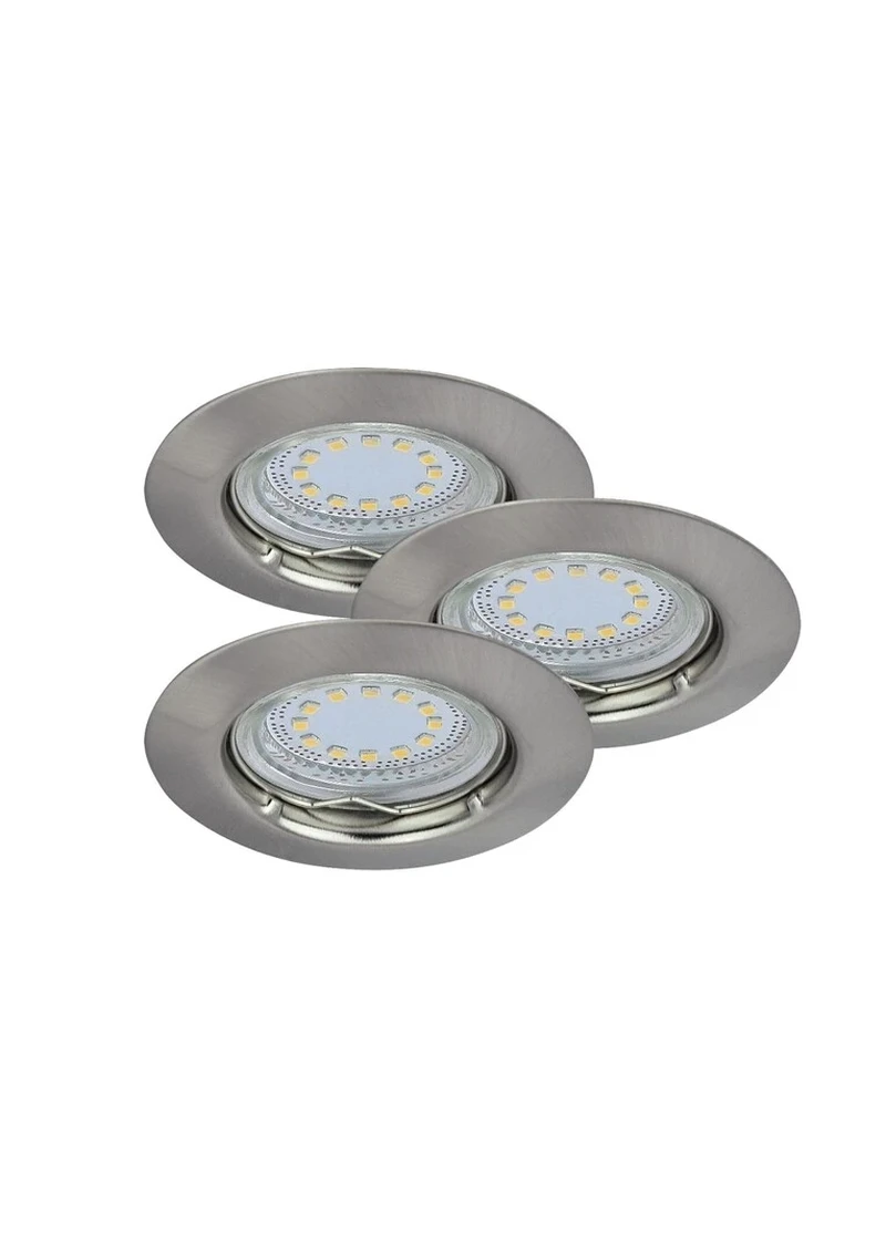Луни за вграждане Lite – LED спот комплект за вграждане в сатен хром, Ø82мм, 3×3W, 3000K