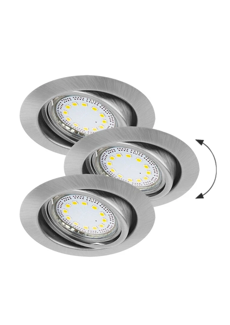 Луни за вграждане Lite – LED спотове за вграждане в сатениран хром, комплект 3 бр., 3×3W, 3000K