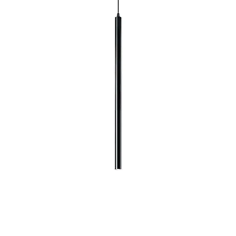 LED Pendants & Chandeliers Ultrathin SP1 SMALL ROUND N 156699 – Ideal Lux LED pendant in matt. black, 1X12W, 3000K, IP20