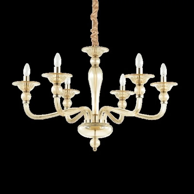 Chandeliers Danieli SP6 AMBRA 159942 – Ideal Lux chandelier in gold, 6X40W, IP20