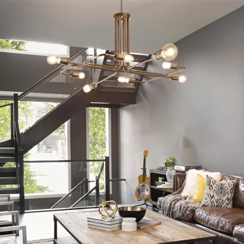 Chandeliers Triumph SP8 160269 – Ideal Lux chandelier in antique brass, 8X60W, IP20