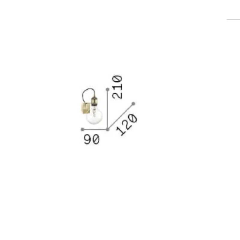Frida AP1 BRASS 163321 – Ideal Lux wall light in antique brass, 1X60W, IP20