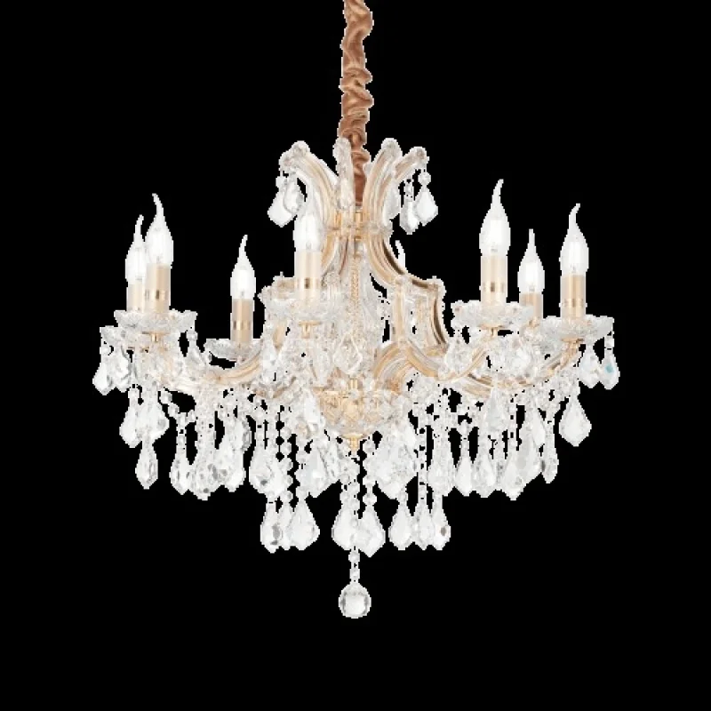 Chandeliers Napoleon SP8 Brass 167398 – Ideal Lux chandelier in brass, 8X40W, IP20