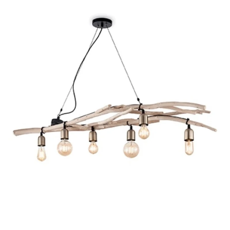 Pendant Lights Driftwood SP6 180922 – Ideal Lux pendant in beige, 6X60W, IP20