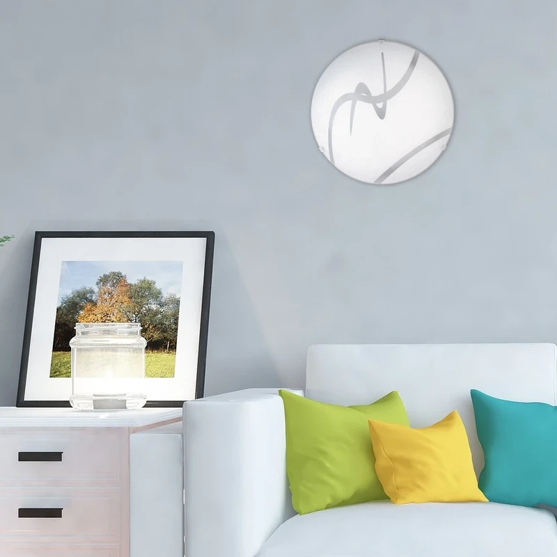Soley – ceiling light with opal glass and geometric patterns, Ø300mm, 1×E27