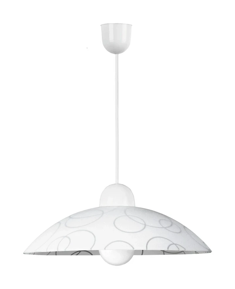 Pendant Lights Ada – pendant with patterned glass in white/clear, Ø300mm, 1×E27