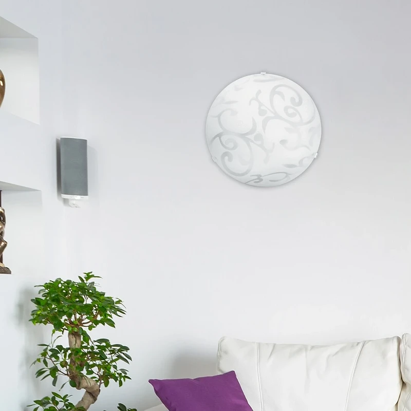Scroll – ceiling light with opal glass, Ø250mm, 1×E27, IP20