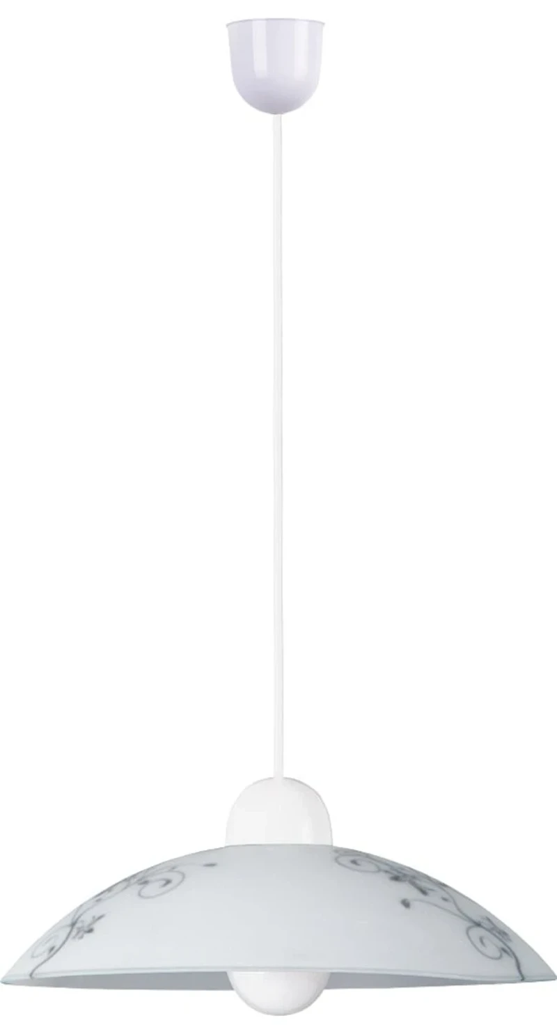 Pendant Lights Bloomy – pendant with floral motif in white glass, Ø300mm, 1×E27