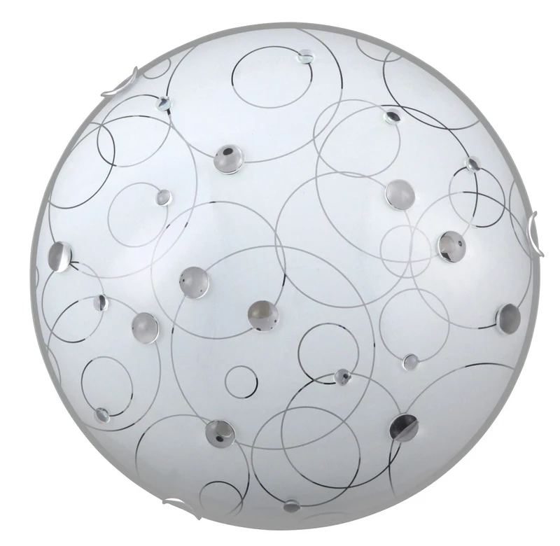 Jolly – ceiling light with patterned glass in white, Ø300mm, 1×E27, IP20