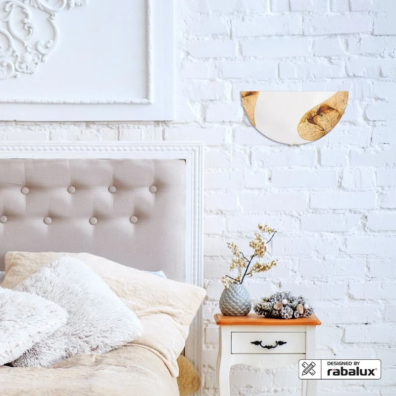 Art gold – classic wall light in white and gold, Ø300mm, 1×E27, IP20