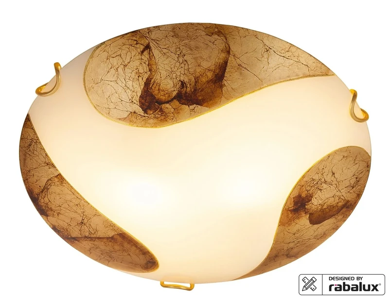 Art gold – classic ceiling light in white and gold, Ø300mm, 1×E27, IP20