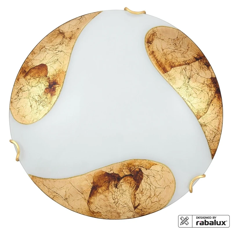 Art gold – classic ceiling light in white and gold, Ø300mm, 1×E27, IP20