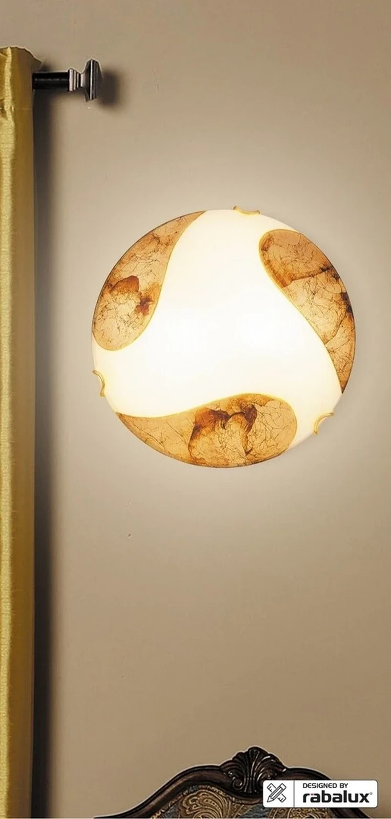 Art gold – classic ceiling light in white and gold, Ø300mm, 1×E27, IP20