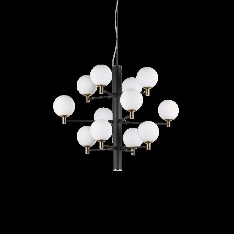Chandeliers Copernico SP12 NERO 197319 – Ideal Lux chandelier in black, 12X40W, IP20