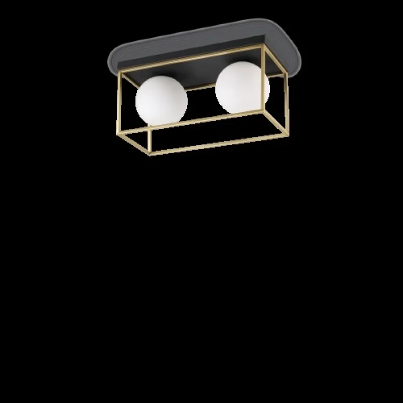 Плафони Lingotto PL2 198149 – Ideal Lux плафон в черен, 2X40W, IP20