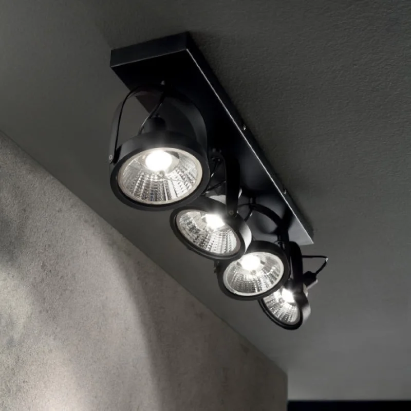 Spotlights Glim PL4 NERO 200255 – Ideal Lux spotlight in black, 4X50W, IP20