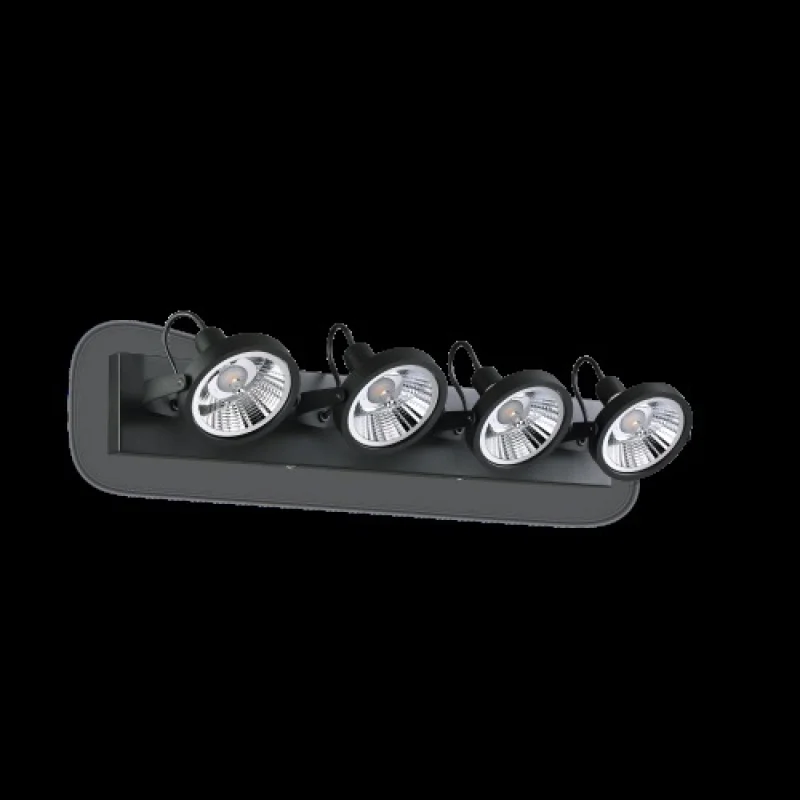 Glim PL4 NERO 200255 – Ideal Lux spotlight in black, 4X50W, IP20