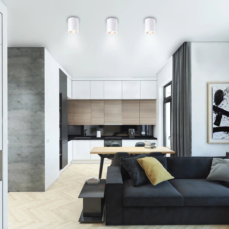 Kobald – minimalist ceiling light in white matt, Ø90mm, 1×E27