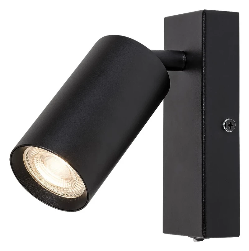 Solo – minimalist spotlight in black, Ø55mm, 1×GU10, with switch