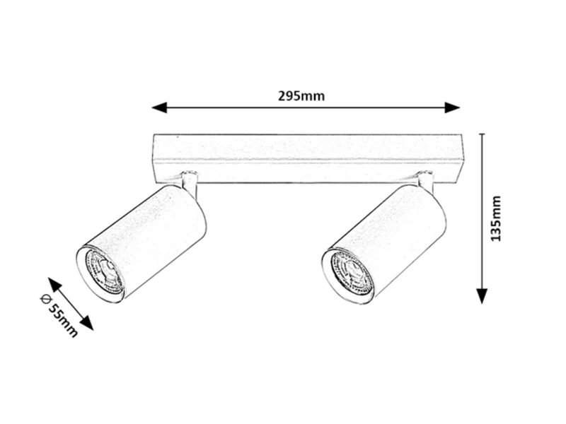 Solo – double spotlight in black metal, 295×130mm, 2×GU10, IP20