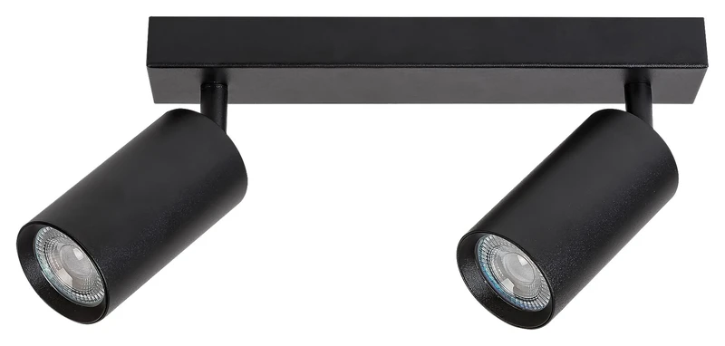 Spotlights Solo – double spotlight in black metal, 295×130mm, 2×GU10, IP20