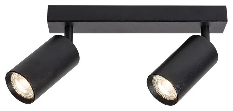 Solo – double spotlight in black metal, 295×130mm, 2×GU10, IP20