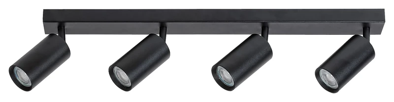Spotlights Solo – 4-road LED spotlight in black metal, 600×140mm, 4×GU10, IP20