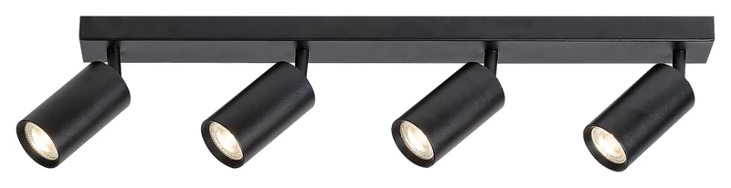 Solo – 4-road LED spotlight in black metal, 600×140mm, 4×GU10, IP20
