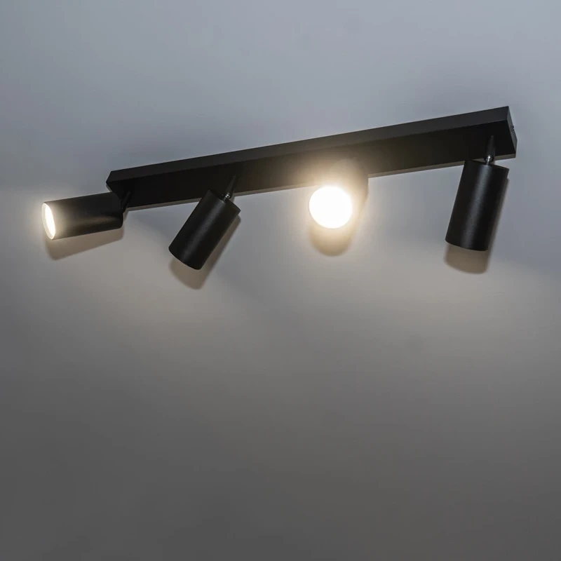 Solo – 4-road LED spotlight in black metal, 600×140mm, 4×GU10, IP20