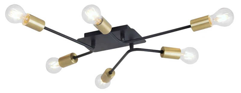 Lanny – industrial ceiling light in black, 600×550mm, 2×E27, IP20