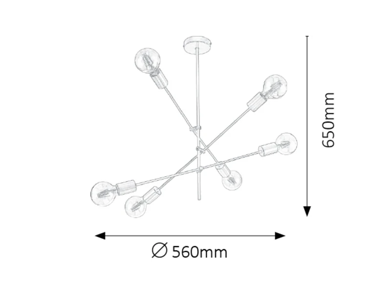 Lanny – industrial pendant in black and gold, Ø560mm, 6×E27, IP20