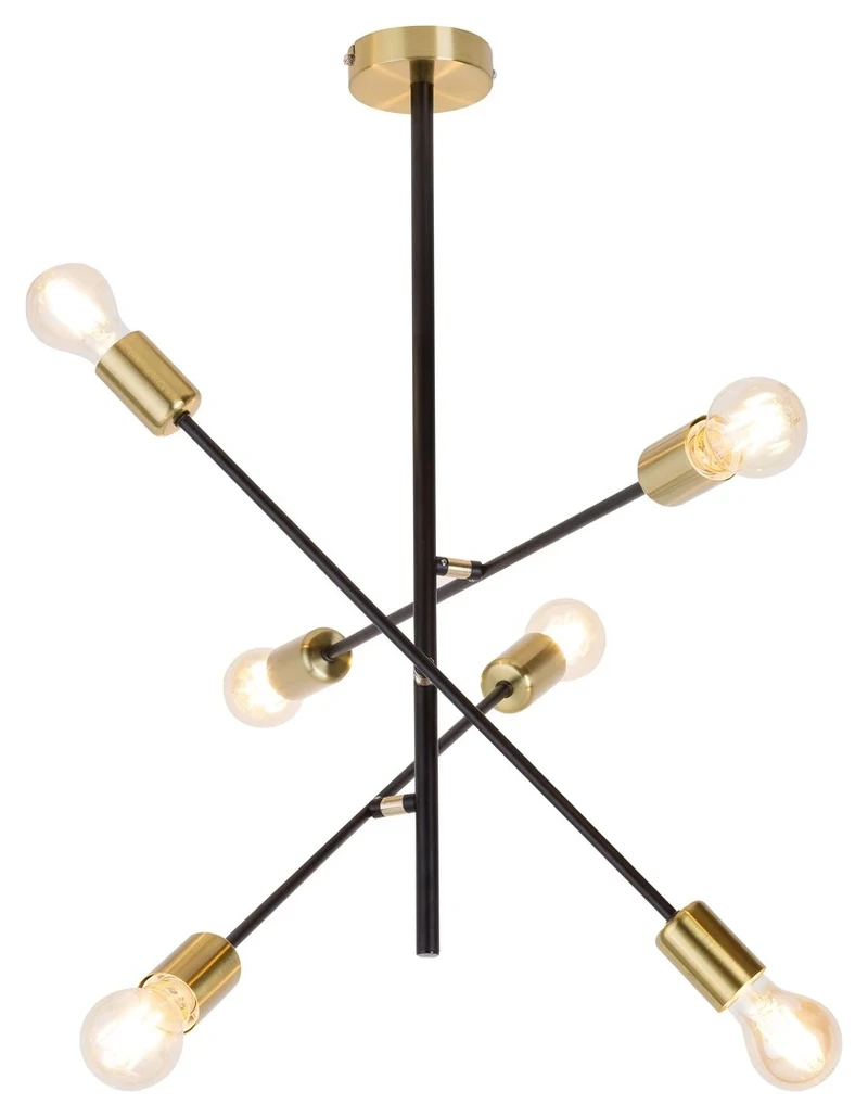 Pendant Lights Lanny – industrial pendant in black and gold, Ø560mm, 6×E27, IP20