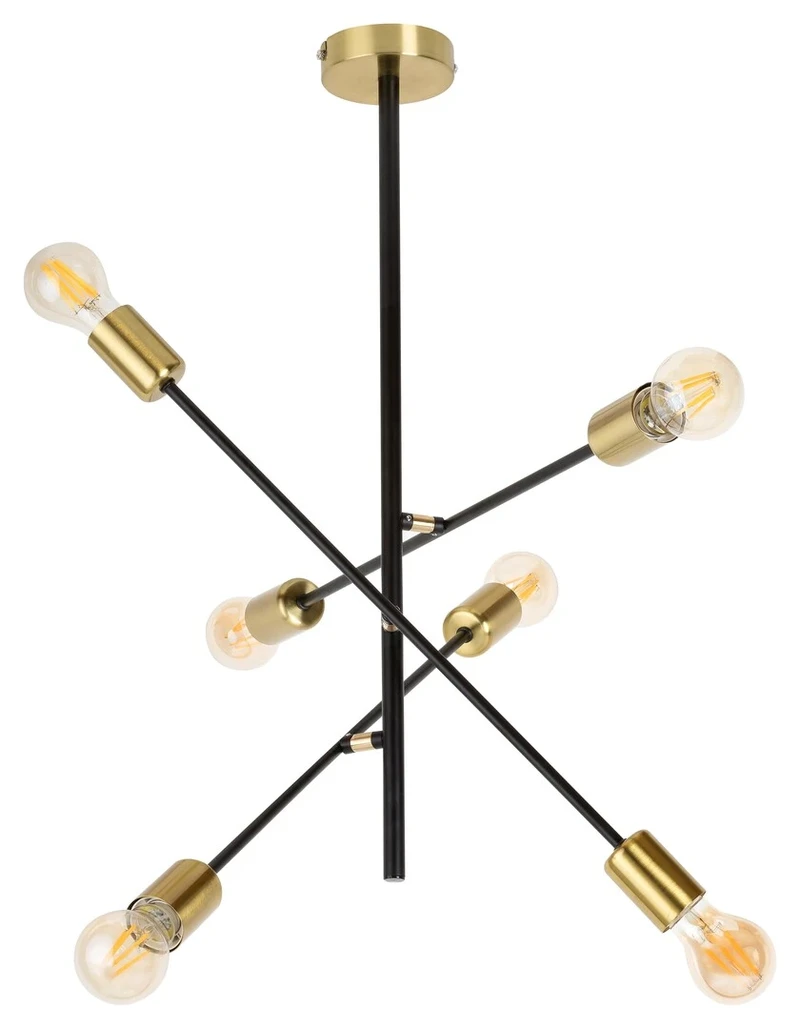 Lanny – industrial pendant in black and gold, Ø560mm, 6×E27, IP20