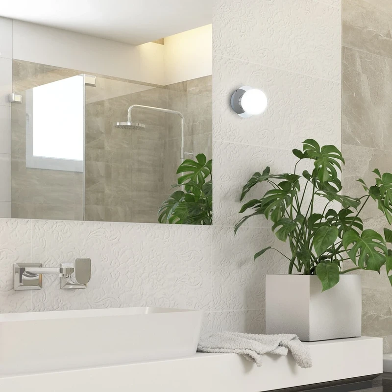 Becca – LED плафон за баня в хром с бяло стъкло, Ø100мм, G9, IP44