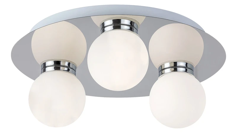 Осветление за баня Becca – модерна лампа за баня в хром/бяло, Ø300мм, 3×G9, IP44