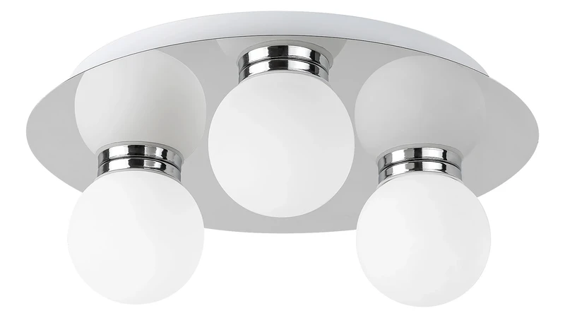 Becca – модерна лампа за баня в хром/бяло, Ø300мм, 3×G9, IP44