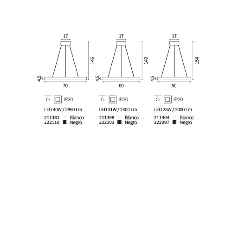 Oracle SP1 D50 WHITE 211404 – Ideal Lux LED пендел в бял, 25W, 3000K, IP20