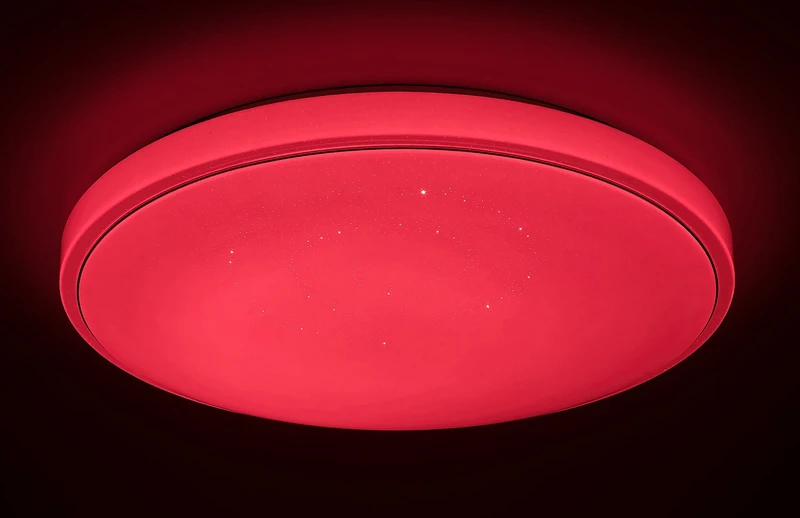 Bruce – LED ceiling light with effect starry sky in white, Ø750mm, 60W, 3000-6000K