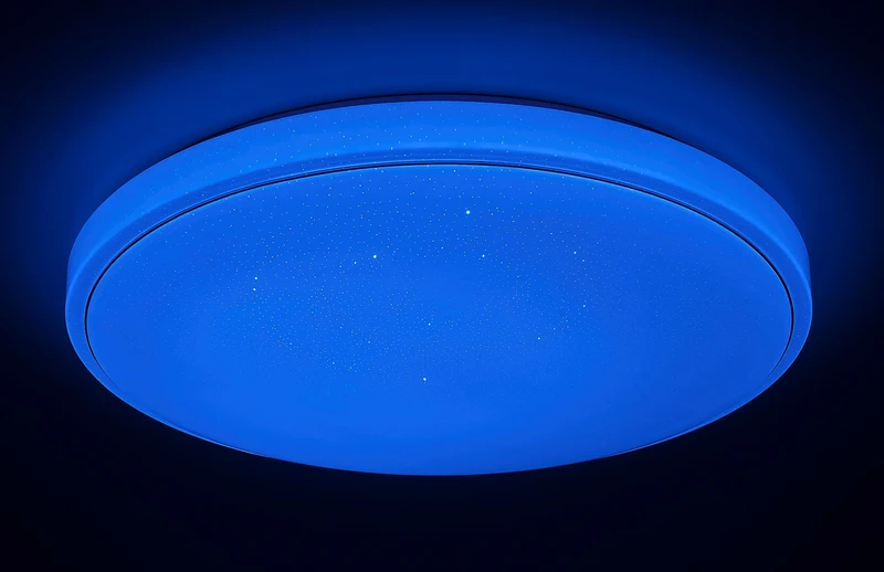 Bruce – LED ceiling light with effect starry sky in white, Ø750mm, 60W, 3000-6000K