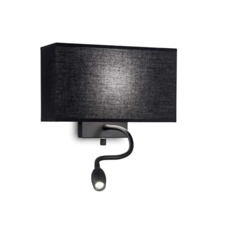 Стенно осветление (аплици) Hotel AP2 All Black 215709 – Ideal Lux аплик в черен, 1x60W, IP20