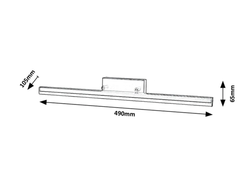 Evan – LED аплик за баня в черен мат с бял абажур, 490мм, 12W, 4000K, IP44