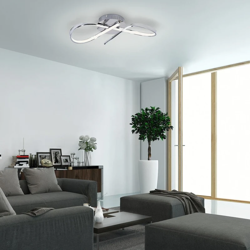 Aniela – LED плафон в хром, Ø450мм, 20W, 4000K